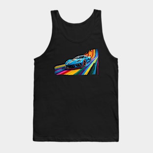 Rip Tide Blue C8 Corvette Supercar Racecar Muscle Car Rapid Blue Rainbow Road Corvette C8 Tank Top